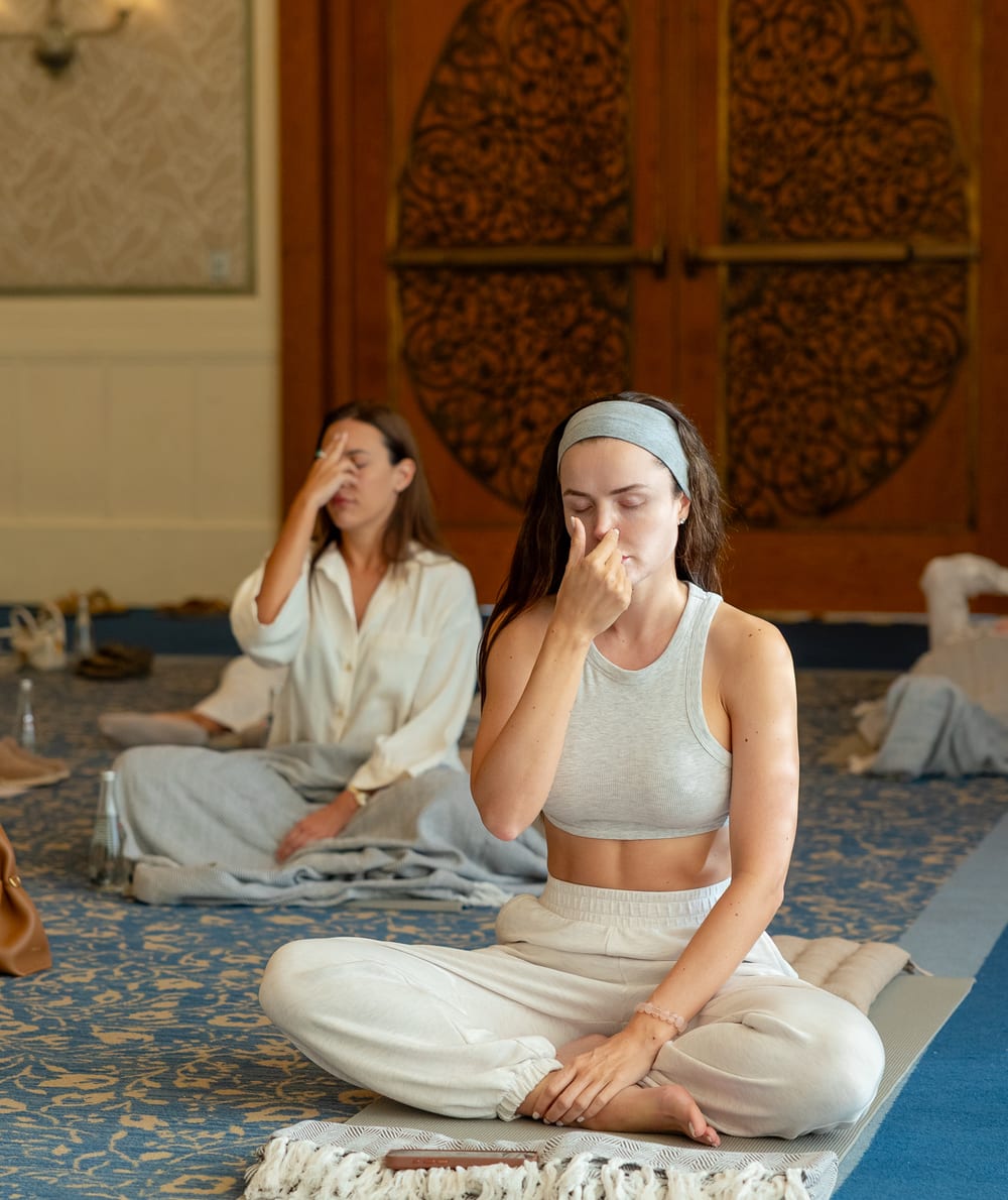 Guided breathwork at an Unknotted session